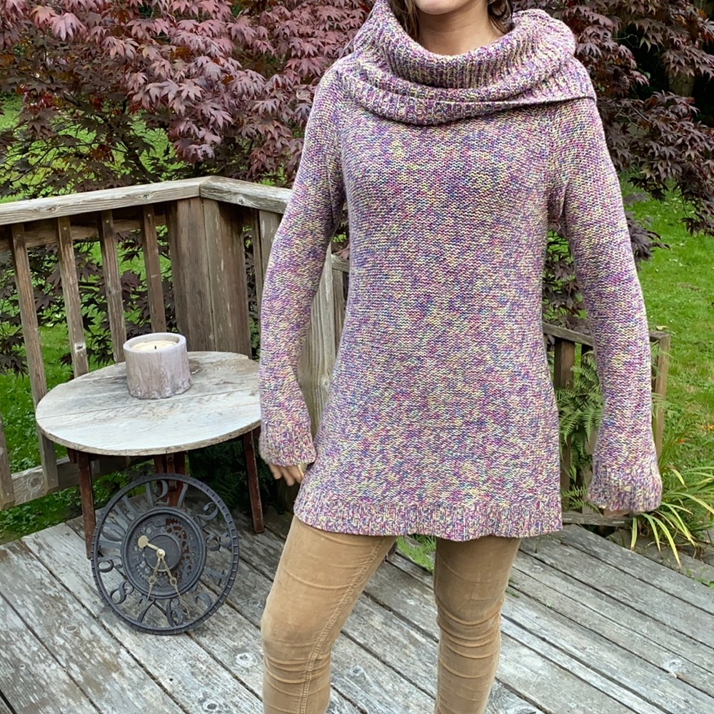 Mossimo oversized Turtleneck multicolored 100% cotton knitted🧵sweater Size L